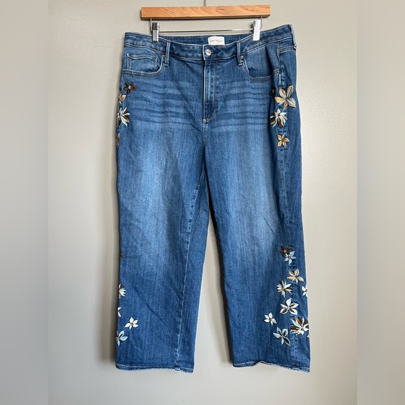 Driftwood Royce jeans floral embroidered ankle boho bohemian size 18 - Picture 2 of 8